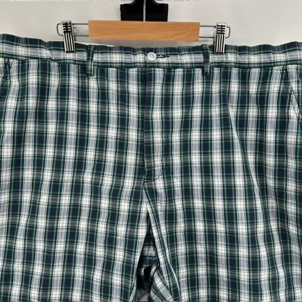 VTG Polo Ralph Lauren Plaid Chino Golf Shorts Mens 40 Navy Blue Green Preppy90s